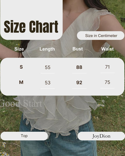 GS.GOOD START Misty White Tea V-Neck Ruffle Vest