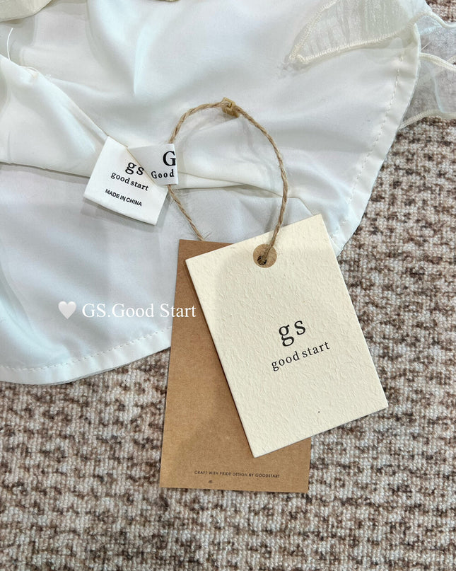 GS.GOOD START Misty White Tea V-Neck Ruffle Vest