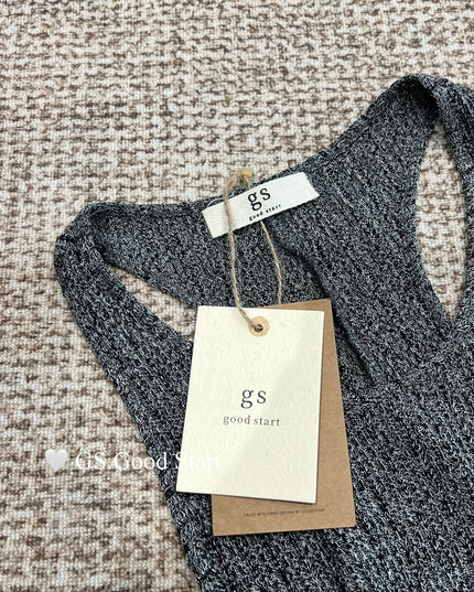 GS.GOOD START Layered Knit Hollow Vest Dress