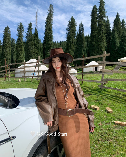 GS.GOOD START Layered Knit Hollow Vest Dress