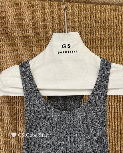 GS.GOOD START Layered Knit Hollow Vest Dress