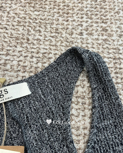 GS.GOOD START Layered Knit Hollow Vest Dress