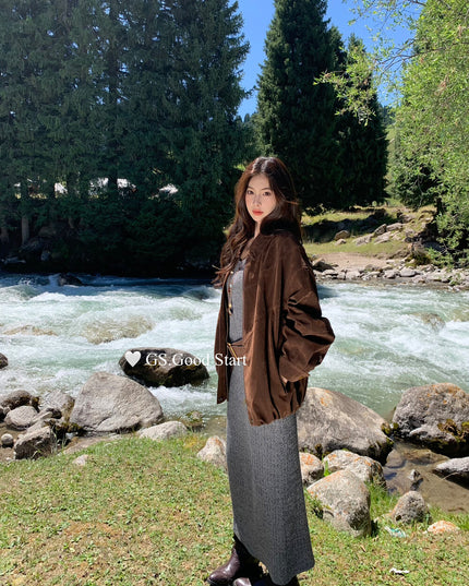 GS.GOOD START Layered Knit Hollow Vest Dress