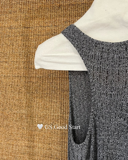 GS.GOOD START Layered Knit Hollow Vest Dress