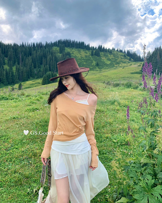 GS.GOOD START Lace Vest + Sun-Proof Outer Top Two-Piece Set