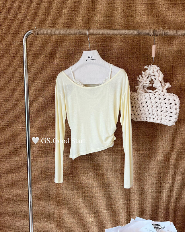 GS.GOOD START Lace Vest + Sun-Proof Outer Top Two-Piece Set