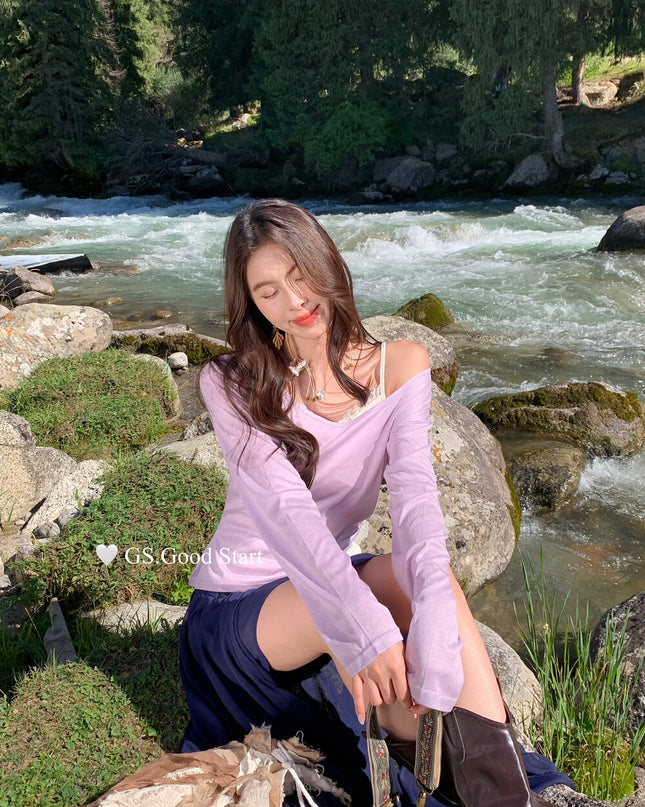 GS.GOOD START Lace Vest + Sun-Proof Outer Top Two-Piece Set