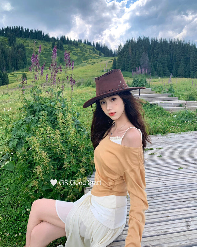 GS.GOOD START Lace Vest + Sun-Proof Outer Top Two-Piece Set