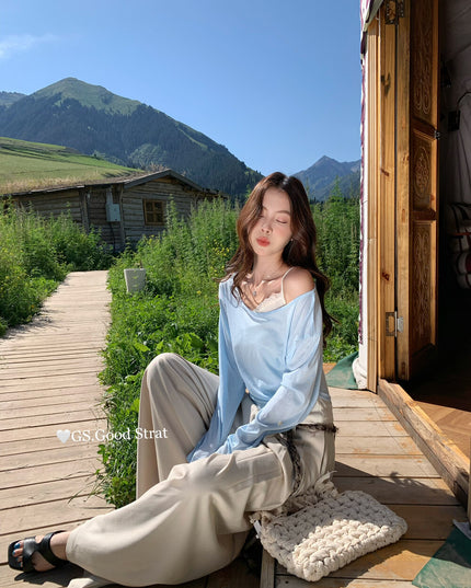 GS.GOOD START Lace Vest + Sun-Proof Outer Top Two-Piece Set