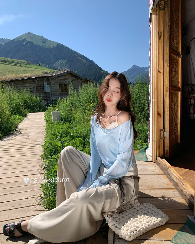 GS.GOOD START Lace Vest + Sun-Proof Outer Top Two-Piece Set
