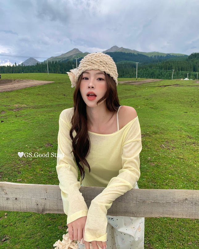 GS.GOOD START Lace Vest + Sun-Proof Outer Top Two-Piece Set