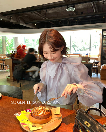 SE GENTLE SUN Elegant Lace Bow Tie Blouse