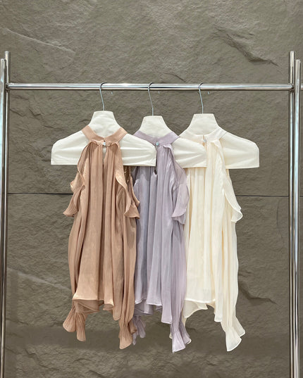 SE GENTLE SUN Romantic Off-Shoulder Ruffle Lace Blouse