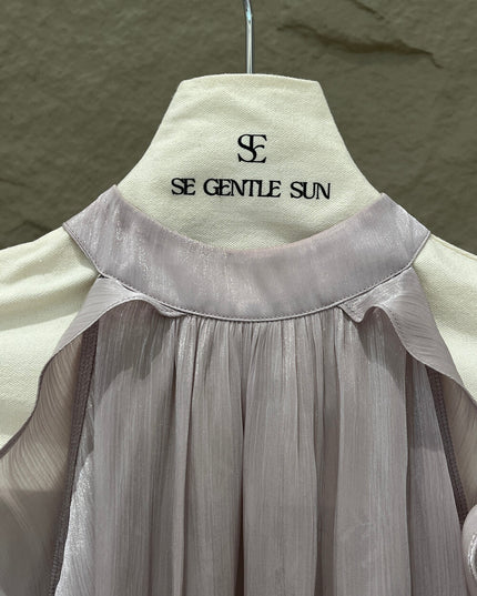SE GENTLE SUN Romantic Off-Shoulder Ruffle Lace Blouse