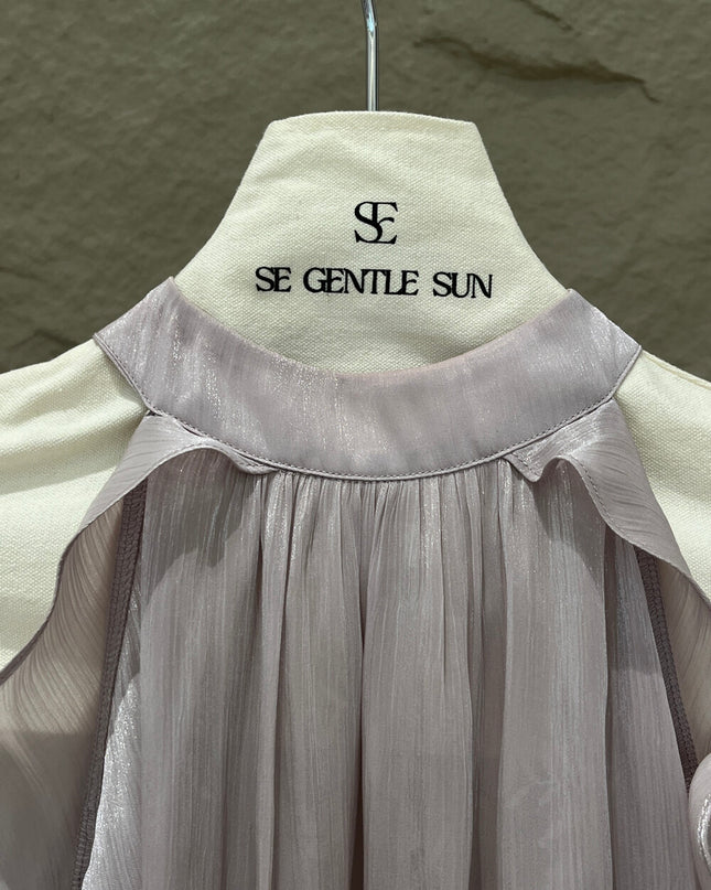 SE GENTLE SUN Romantic Off-Shoulder Ruffle Lace Blouse