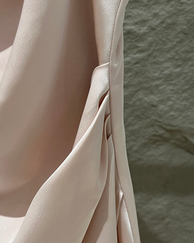 SE GENTLE SUN Elegant Cowl Neck Satin Strap Dress