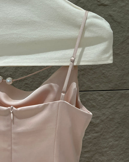 SE GENTLE SUN Elegant Cowl Neck Satin Strap Dress