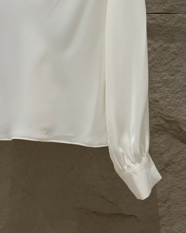 SE GENTLE SUN Elegant French Cowl Neck Satin Blouse