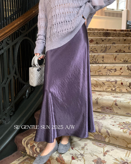 SE GENTLE SUN Elegant Satin Midi Skirt
