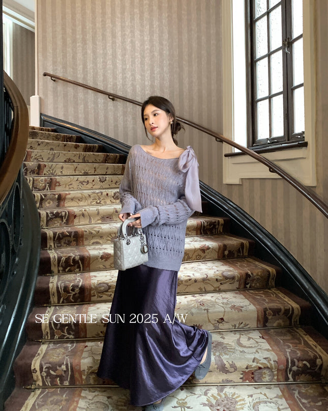 SE GENTLE SUN Elegant Satin Midi Skirt