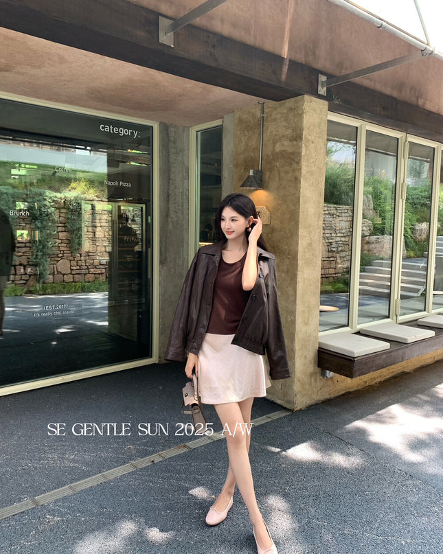 SE GENTLE SUN Refined Satin Drape Midi Skirt