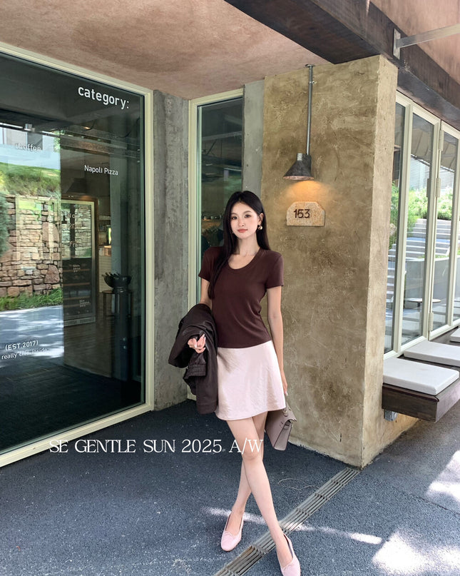 SE GENTLE SUN Refined Satin Drape Midi Skirt