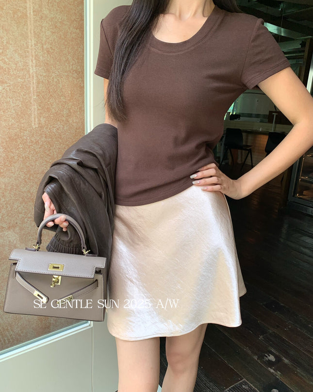 SE GENTLE SUN Refined Satin Drape Midi Skirt