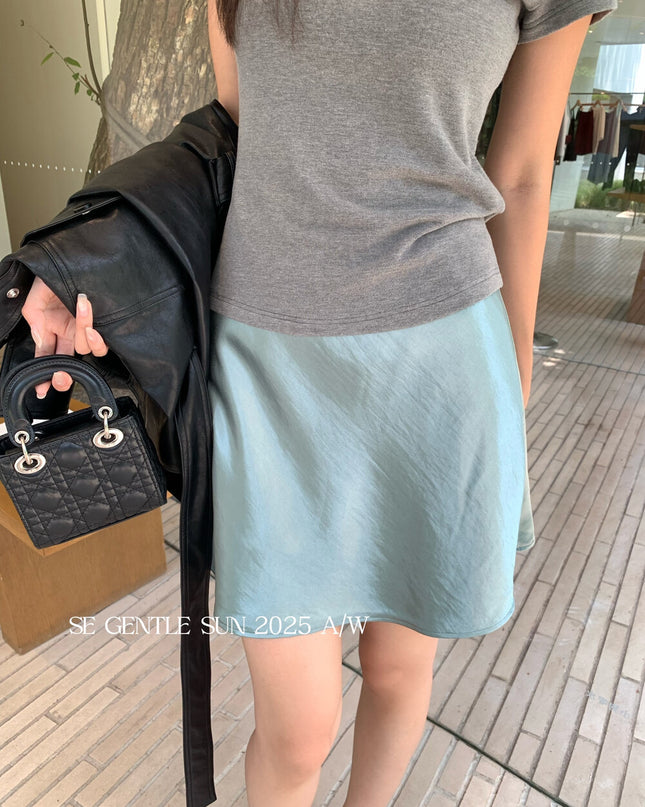 SE GENTLE SUN Refined Satin Drape Midi Skirt