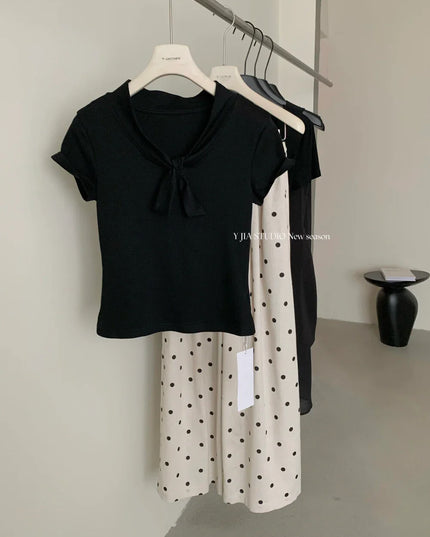 Y.JIA Sweet Bow-Tie Slim Fit Versatile Knit Top