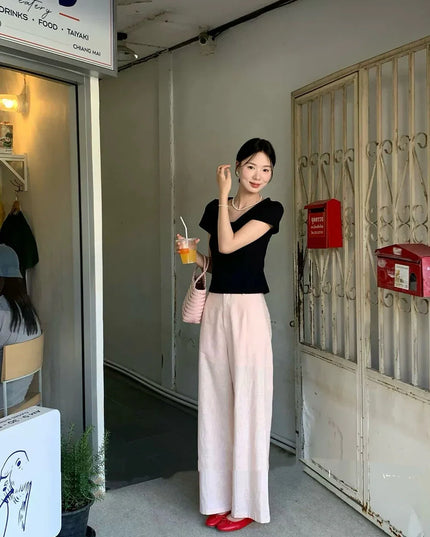 Y.JIA Sweet Bow-Tie Slim Fit Versatile Knit Top
