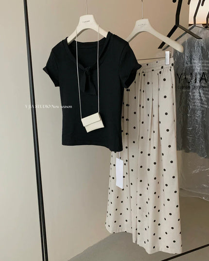 Y.JIA Sweet Bow-Tie Slim Fit Versatile Knit Top
