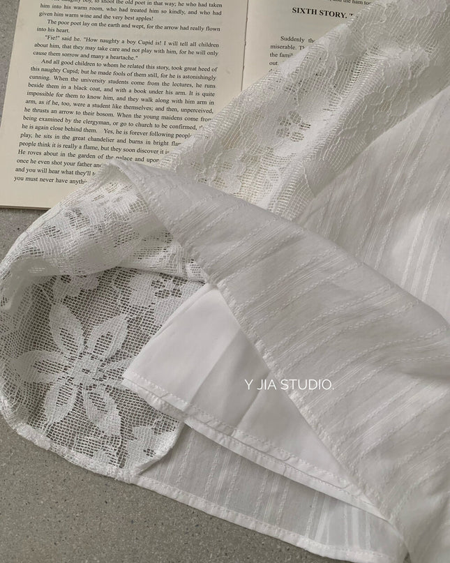 Y.JIA Gardenia White Lace Patchwork Sleeveless Slim Dress