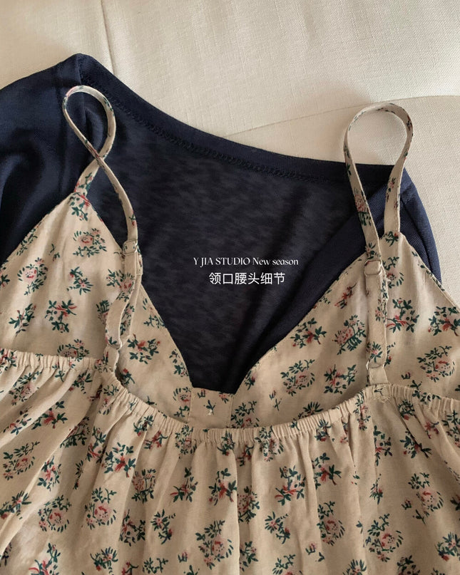 Y.JIA Ruched Floral Tie-Strap Cami + Light Cardigan Set