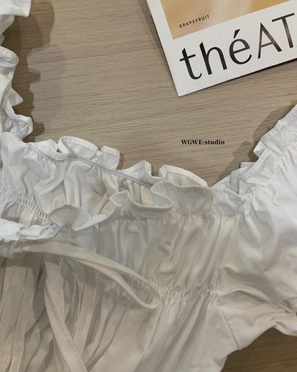 WGWE Korean Slim Fit Bubble Blouse with Bow