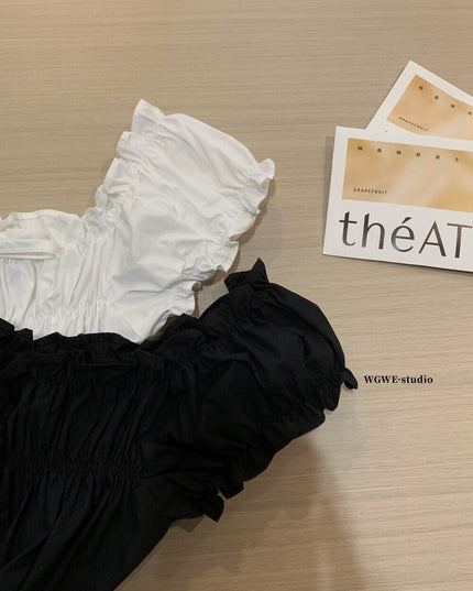 WGWE Korean Slim Fit Bubble Blouse with Bow