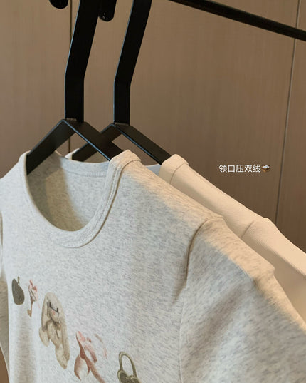 WGWE Daisy Sweetheart Cute Bunny Slim Fit Short-Sleeve Tee