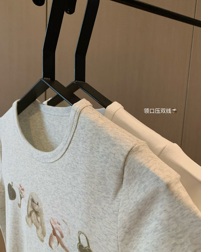 WGWE Daisy Sweetheart Cute Bunny Slim Fit Short-Sleeve Tee