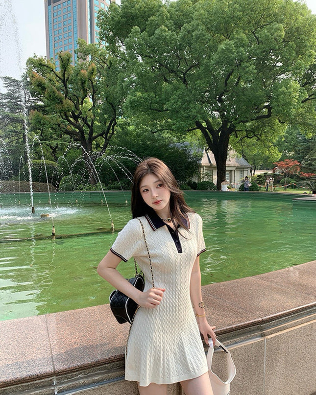 WGWE Embroidered Cable Knit Dress