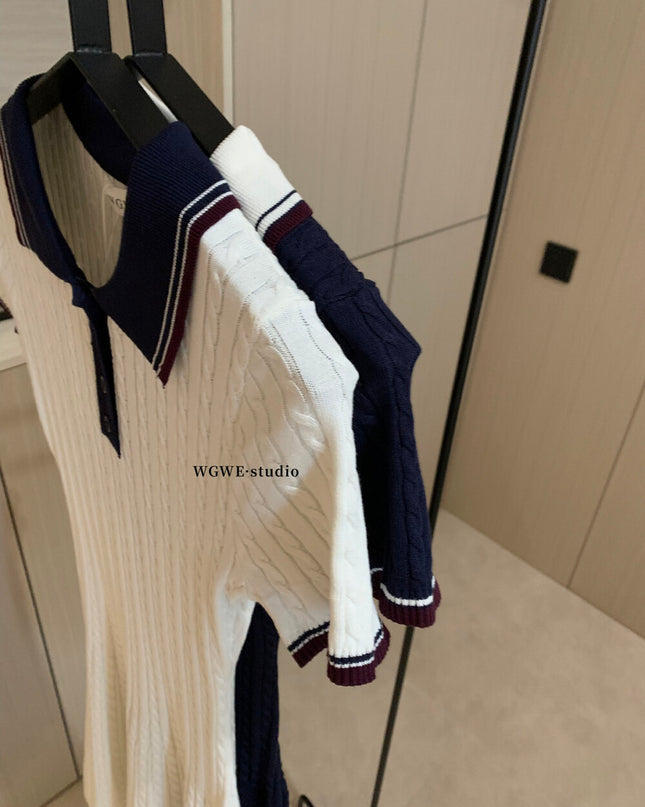 WGWE Embroidered Cable Knit Dress