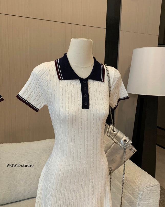 WGWE Embroidered Cable Knit Dress