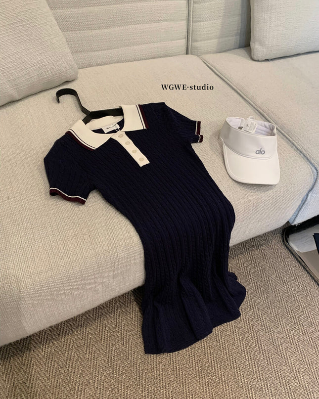 WGWE Embroidered Cable Knit Dress