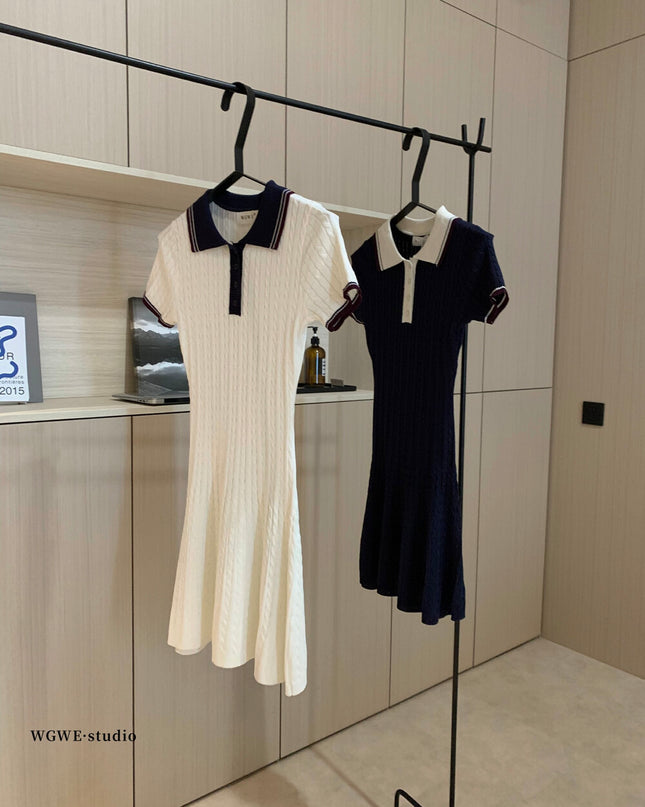 WGWE Embroidered Cable Knit Dress