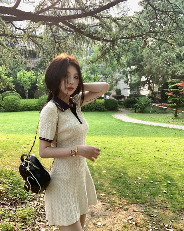 WGWE Embroidered Cable Knit Dress