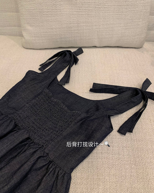 WGWE French Cropped Denim Cami Top with Bow