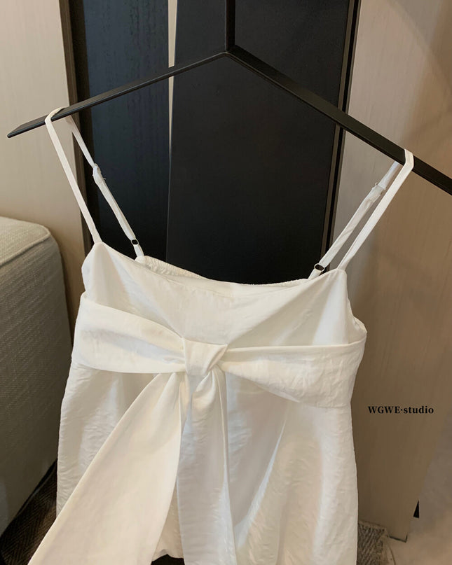 WGWE Korean-Style Sleeveless Cami Top with Statement Bow