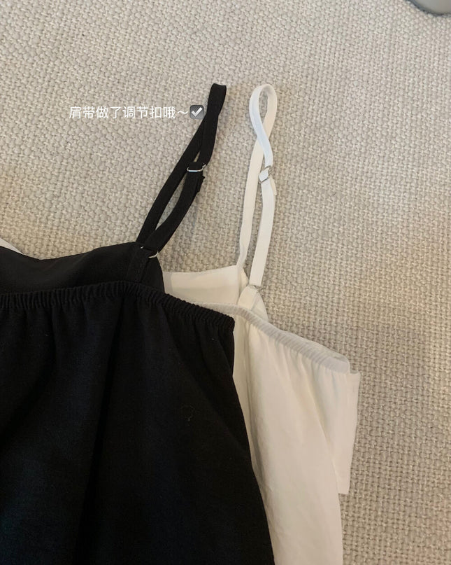 WGWE Korean-Style Sleeveless Cami Top with Statement Bow