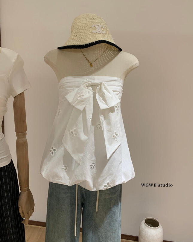 WGWE Sweet & Elegant Strapless Puff Blouse