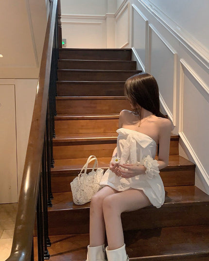 WGWE Sweet & Elegant Strapless Puff Blouse