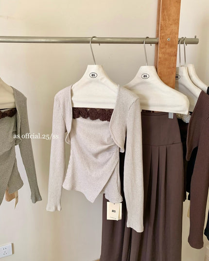 AS OFFICIAL Corset-Look Strapless Top + Bolero Two-Piece Set