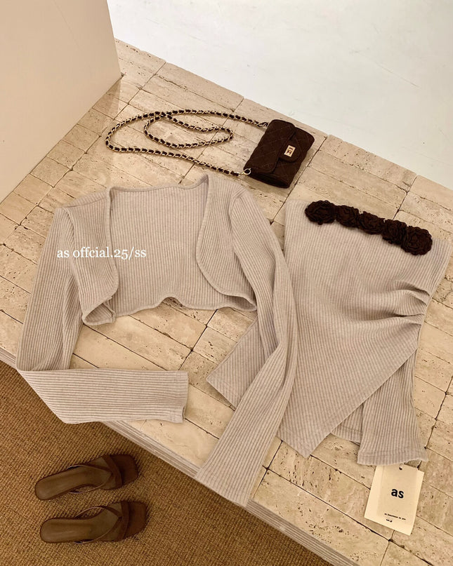AS OFFICIAL Corset-Look Strapless Top + Bolero Two-Piece Set